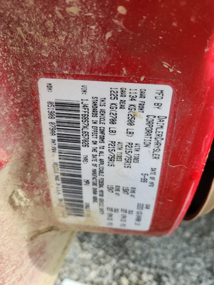 1999 Jeep Cherokee Sport VIN: 1J4FF68S7XL657026 Lot: 67853285