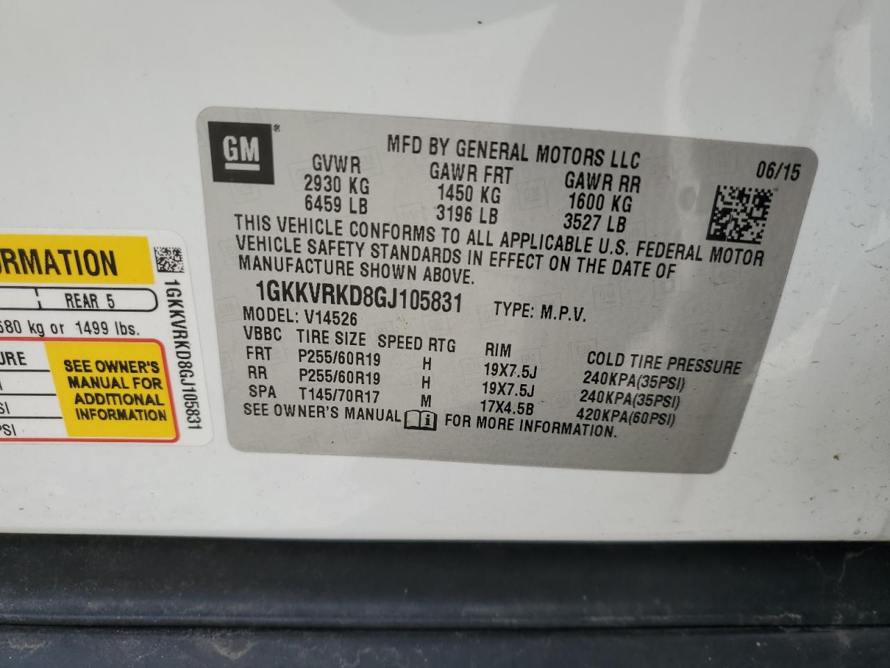 2016 GMC Acadia Slt-1 VIN: 1GKKVRKD8GJ105831 Lot: 70461075