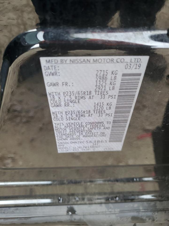 2019 Infiniti Qx60 Luxe VIN: 5N1DL0MN7KC563865 Lot: 68517135