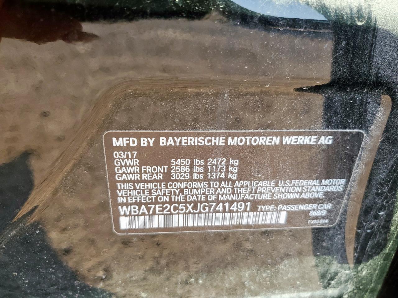 2018 BMW 740 I VIN: WBA7E2C5XJG741491 Lot: 70065045
