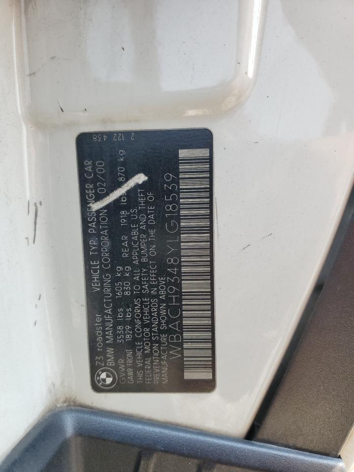 2000 BMW Z3 2.3 VIN: WBACH9348YLG18539 Lot: 66962895