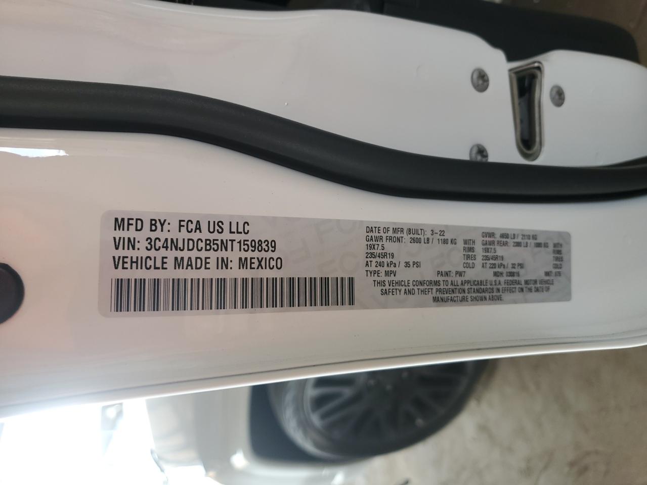 2022 Jeep Compass Limited VIN: 3C4NJDCB5NT159839 Lot: 67436275