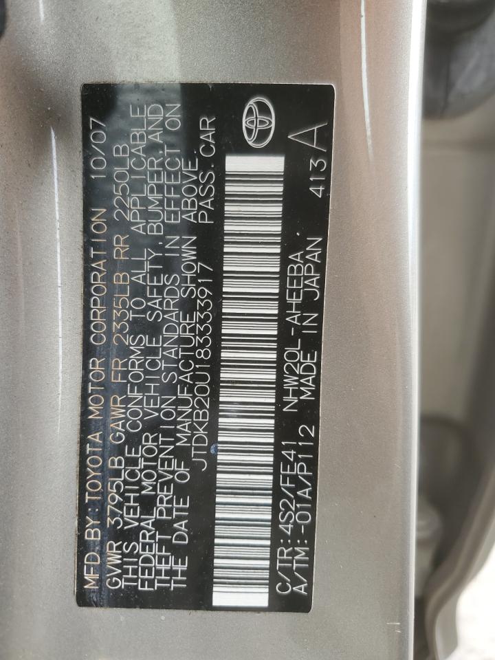2008 Toyota Prius VIN: JTDKB20U183333917 Lot: 68598105