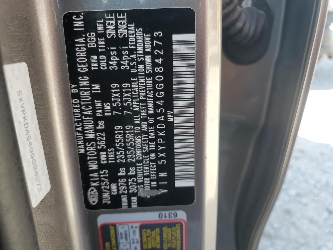 2016 Kia Sorento Sx VIN: 5XYPKDA54GG084273 Lot: 71013445