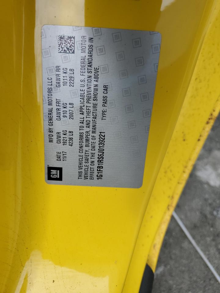 2018 Chevrolet Camaro Lt VIN: 1G1FB1RS6J0139221 Lot: 68517765