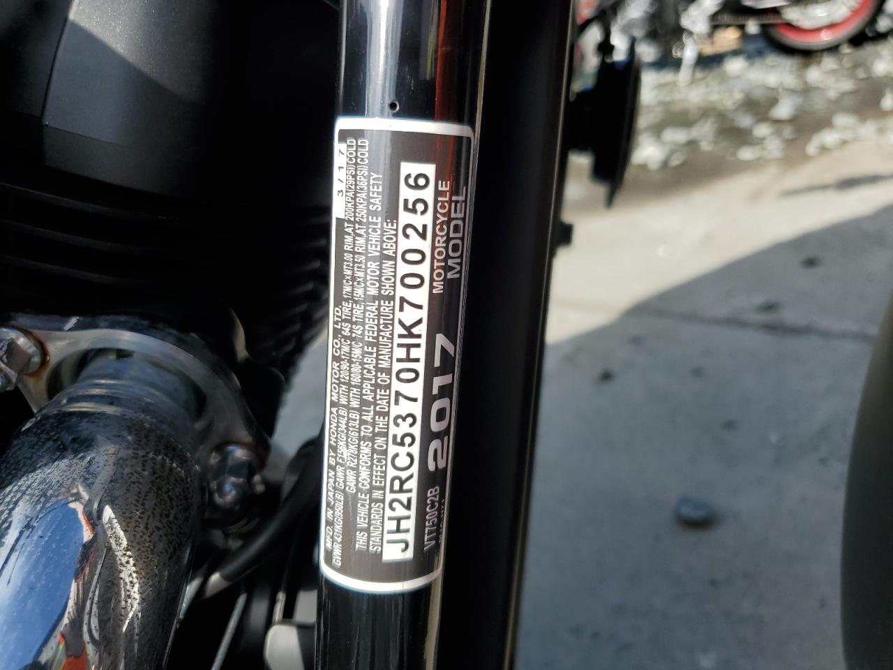 2017 Honda Vt750 C2B VIN: JH2RC5370HK700256 Lot: 68456805