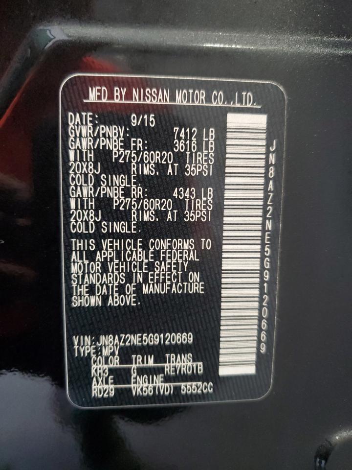 2016 Infiniti Qx80 VIN: JN8AZ2NE5G9120669 Lot: 69433425