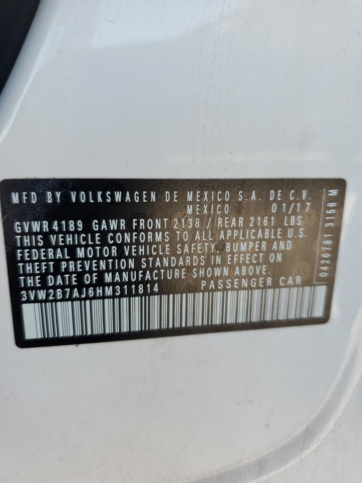 2017 Volkswagen Jetta S VIN: 3VW2B7AJ6HM311814 Lot: 70050165