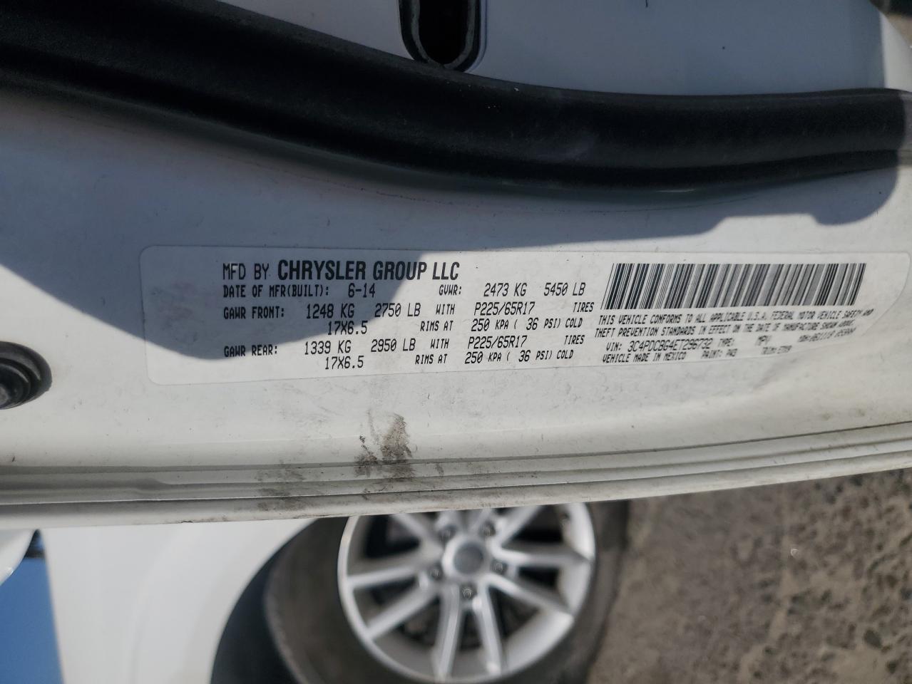 2014 Dodge Journey Sxt VIN: 3C4PDCBG4ET296732 Lot: 67479975