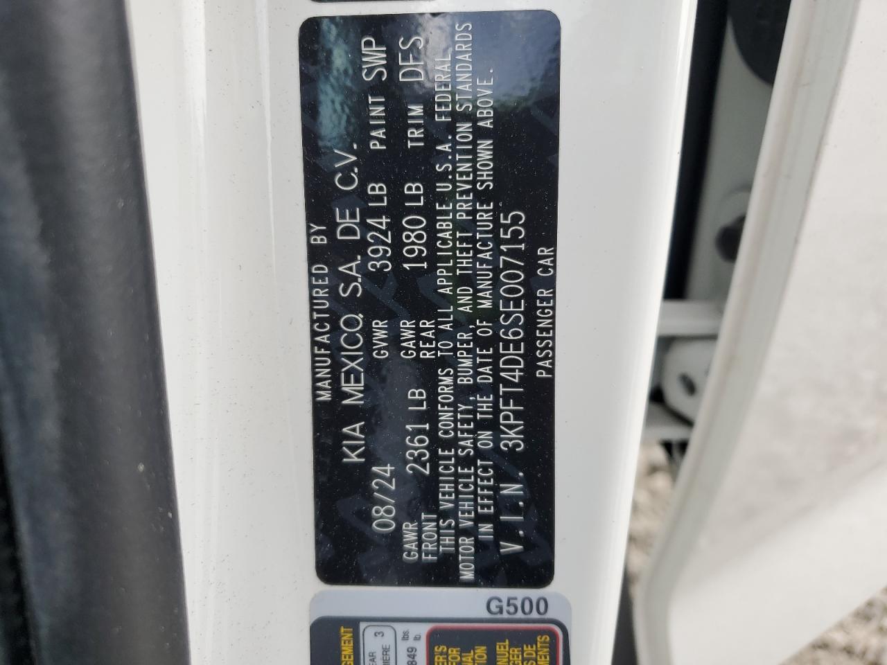 2025 Kia K4 Lx VIN: 3KPFT4DE6SE007155 Lot: 70124475