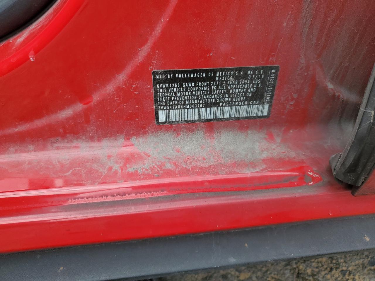 2017 Volkswagen Gti Sport VIN: 3VW547AU4HM003767 Lot: 69500625