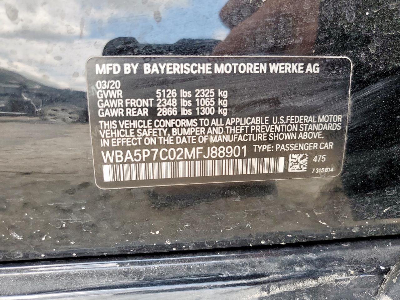 2021 BMW 330E VIN: WBA5P7C02MFJ88901 Lot: 68323595