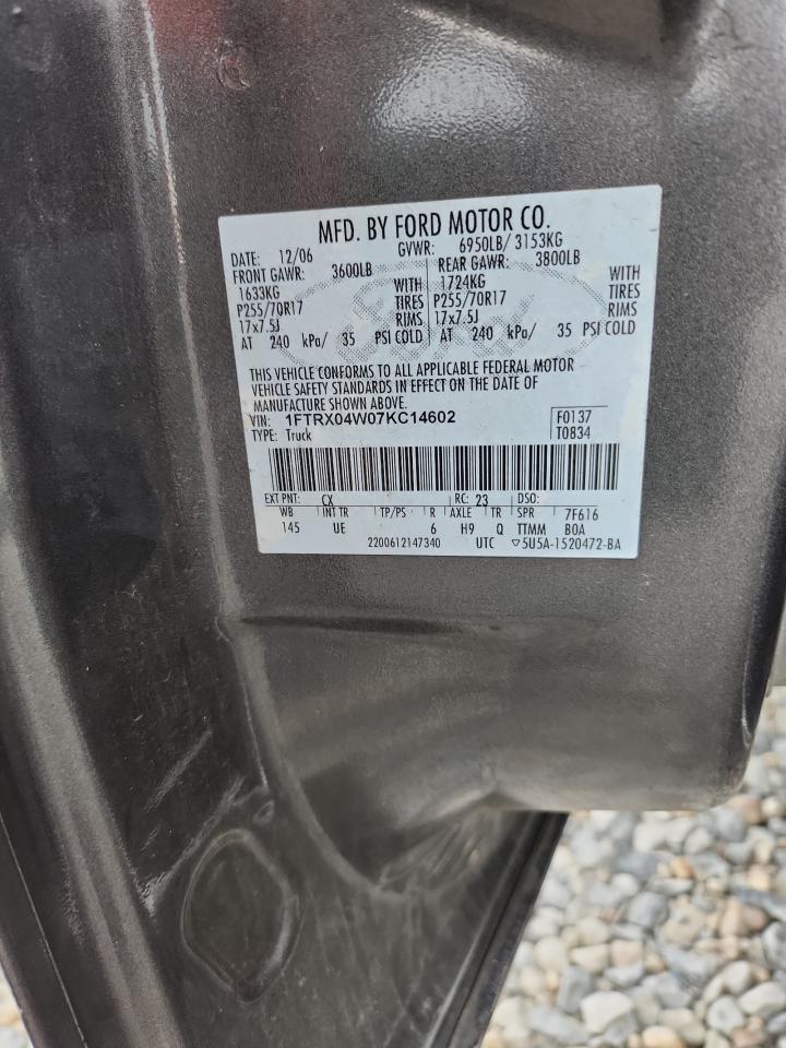 1FTRX04W07KC14602 2007 Ford F150