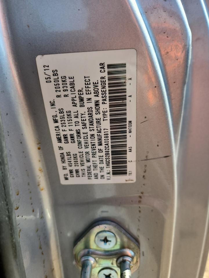 2012 Honda Accord Exl VIN: 1HGCS2B82CA008817 Lot: 70052465