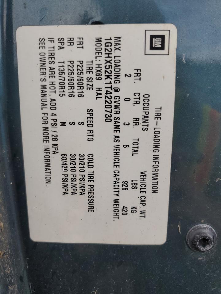 1996 Pontiac Bonneville Se VIN: 1G2HX52K1T4220730 Lot: 69191235