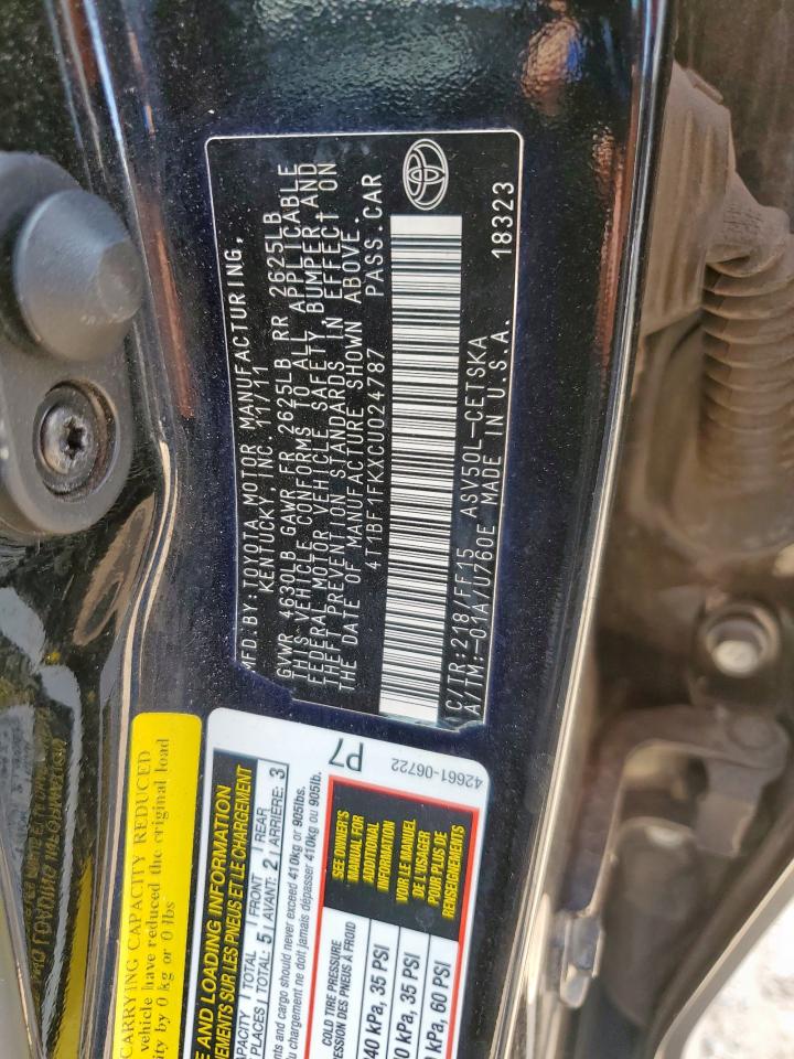 4T1BF1FKXCU024787 2012 Toyota Camry Base