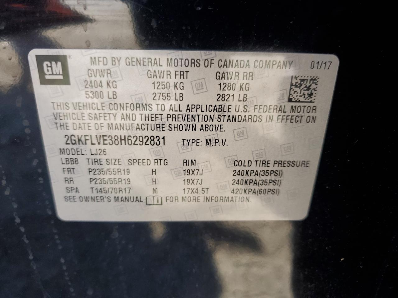 2017 GMC Terrain Denali VIN: 2GKFLVE38H6292831 Lot: 69744175