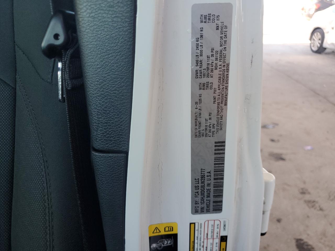 2020 Jeep Wrangler Unlimited Sport VIN: 1C4HJXDG8LW286777 Lot: 70005385