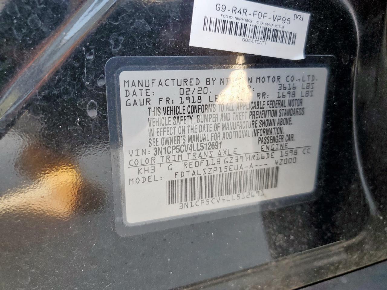 2020 Nissan Kicks Sv VIN: 3N1CP5CV4LL512691 Lot: 69022825