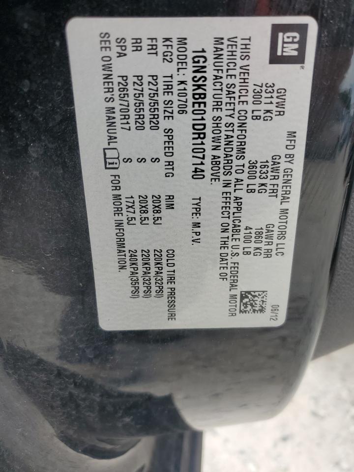 2013 Chevrolet Tahoe K1500 Lt VIN: 1GNSKBE01DR107140 Lot: 70567045