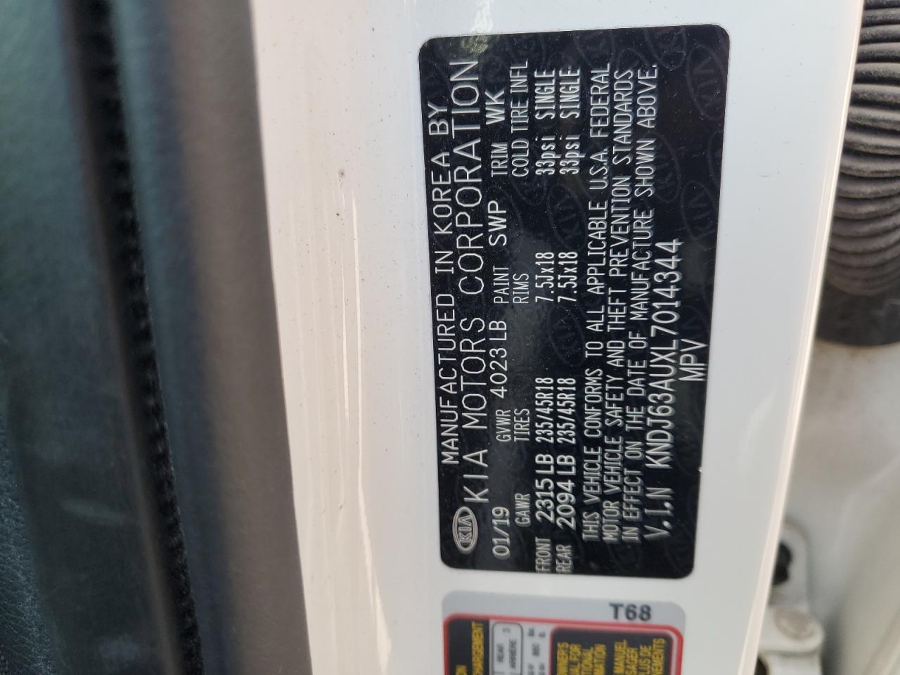 2020 Kia Soul Gt Line VIN: KNDJ63AUXL7014344 Lot: 70816025