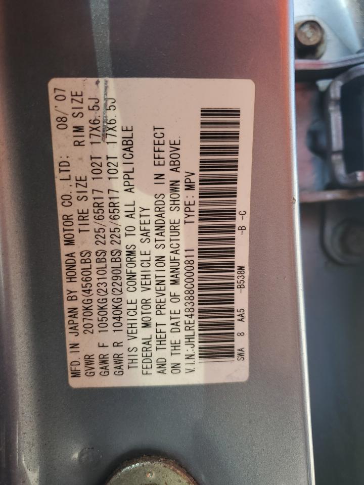 2008 Honda Cr-V Lx VIN: JHLRE48388C000811 Lot: 67791935