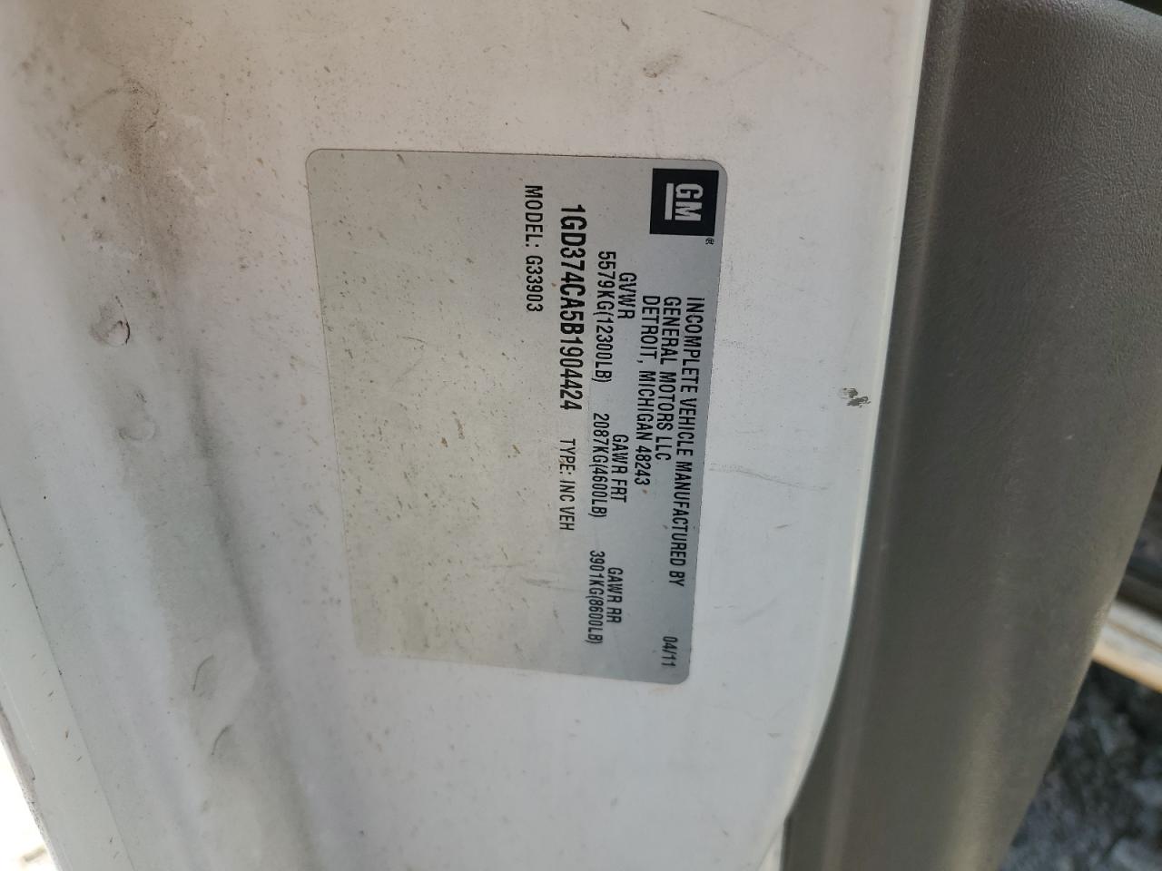 2011 GMC Savana Cutaway G3500 VIN: 1GD374CA5B1904424 Lot: 67936085