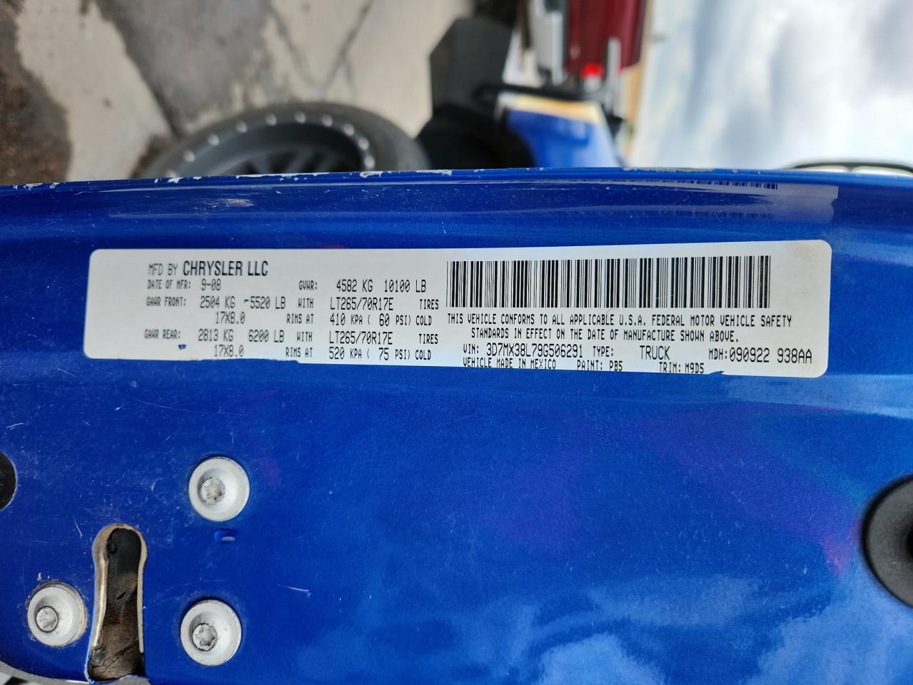 2009 Dodge Ram 3500 VIN: 3D7MX38L79G506291 Lot: 69979425