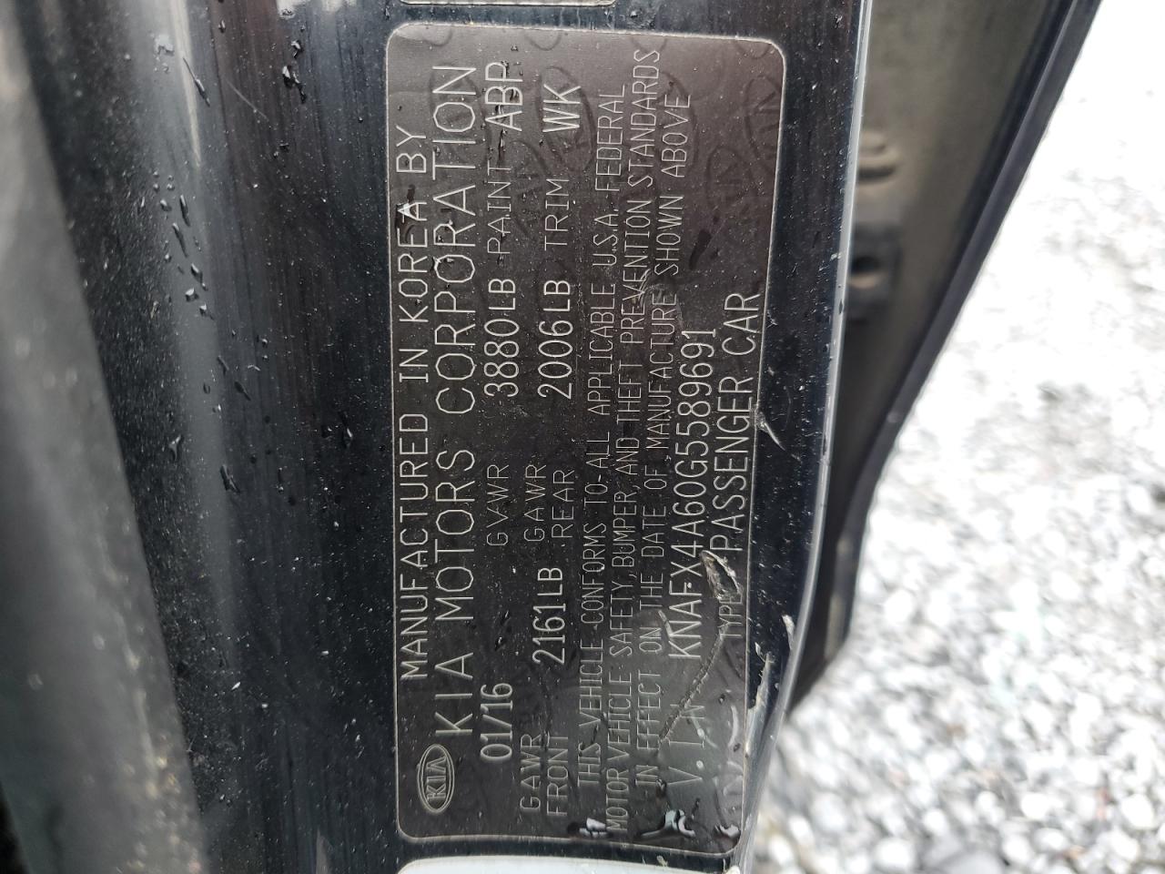 2016 Kia Forte Lx VIN: KNAFX4A60G5589691 Lot: 69925515