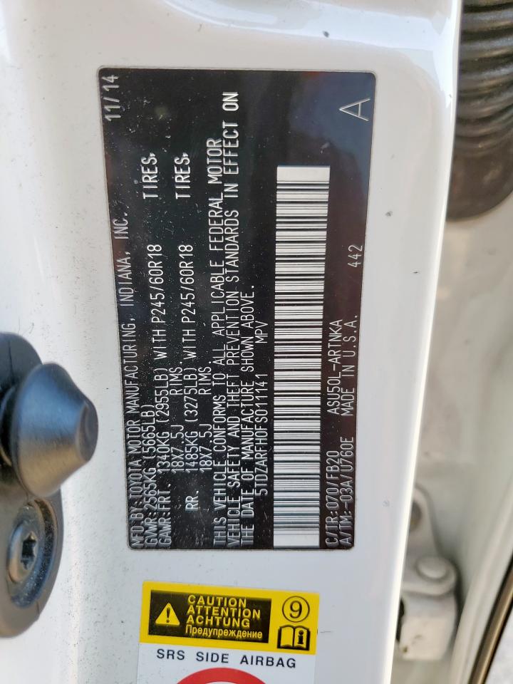 2015 Toyota Highlander Le VIN: 5TDZARFH0FS011141 Lot: 67835395