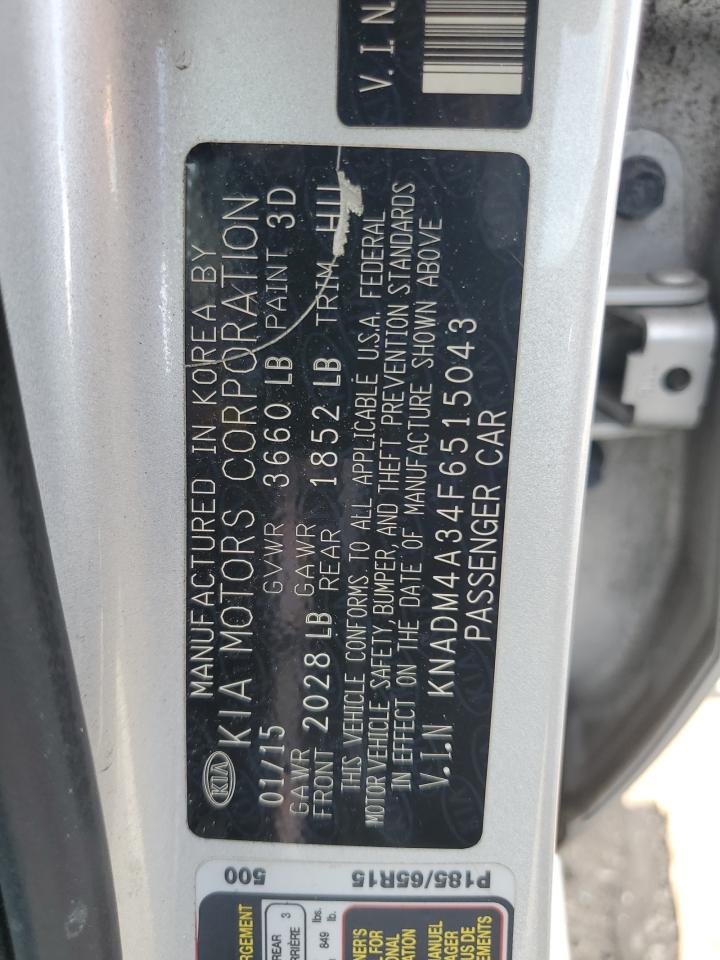 2015 Kia Rio Lx VIN: KNADM4A34F6515043 Lot: 68391465