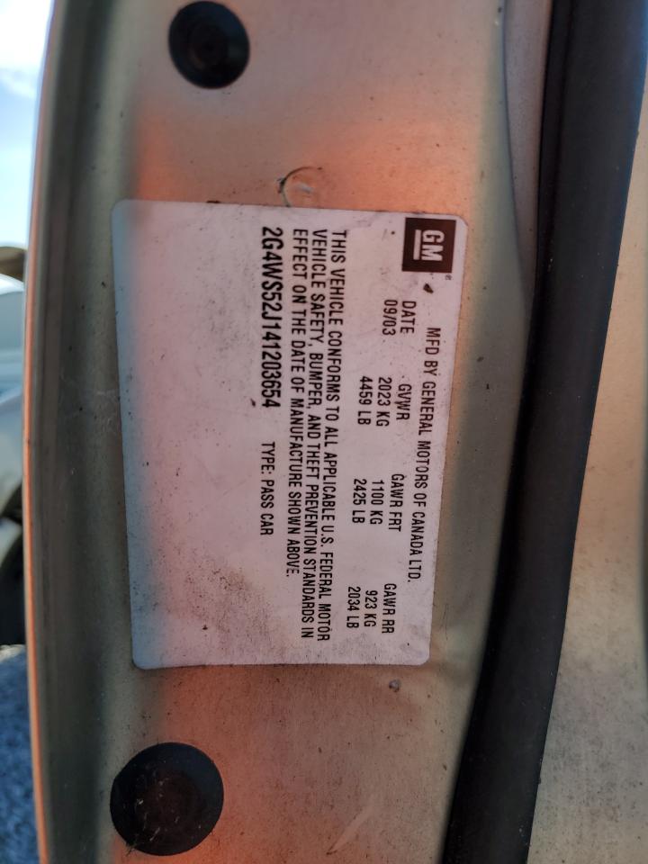 2004 Buick Century Custom VIN: 2G4WS52J141203654 Lot: 69969065