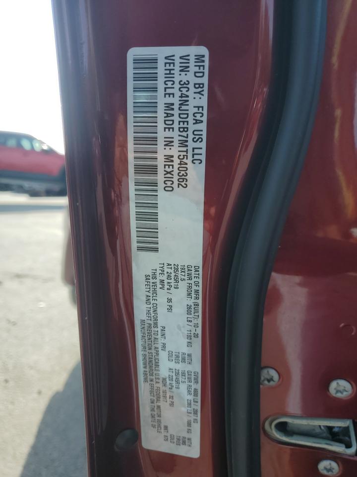 2021 Jeep Compass 80Th Edition VIN: 3C4NJDEB7MT540362 Lot: 68673815