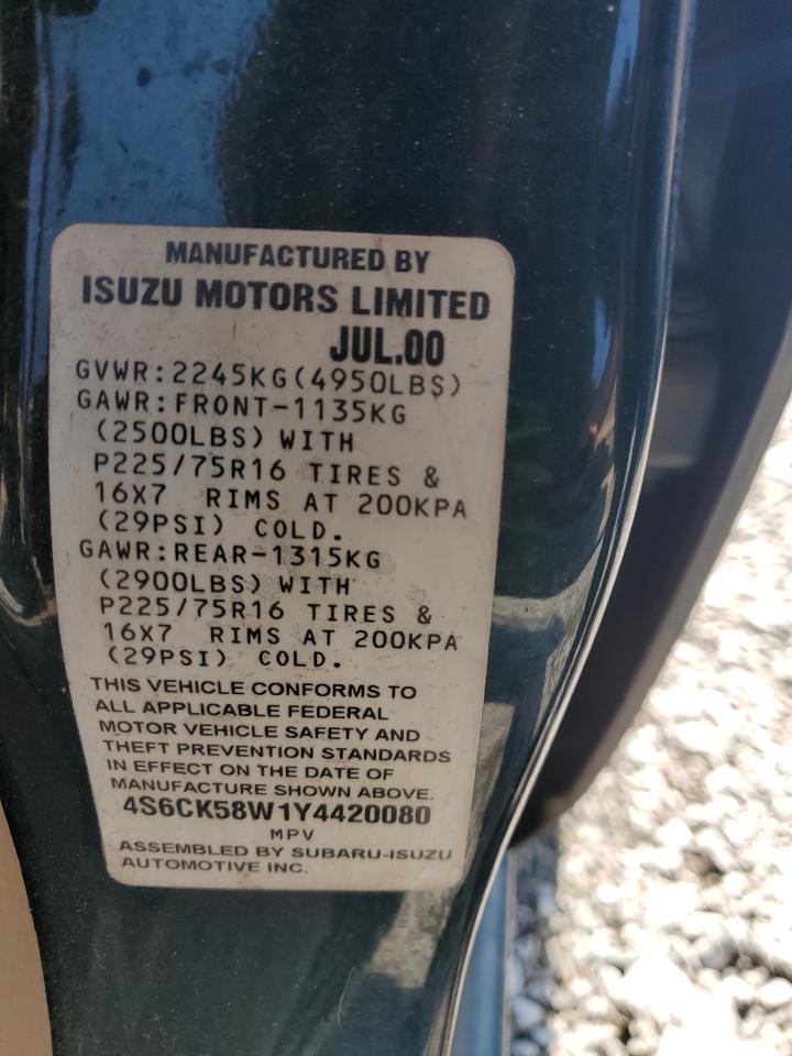 2000 Honda Passport Ex VIN: 4S6CK58W1Y4420080 Lot: 66918045