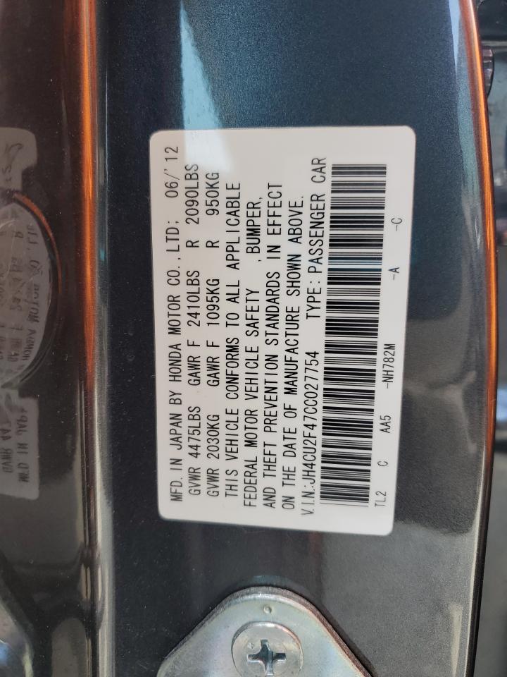 2012 Acura Tsx VIN: JH4CU2F47CC027754 Lot: 70320885