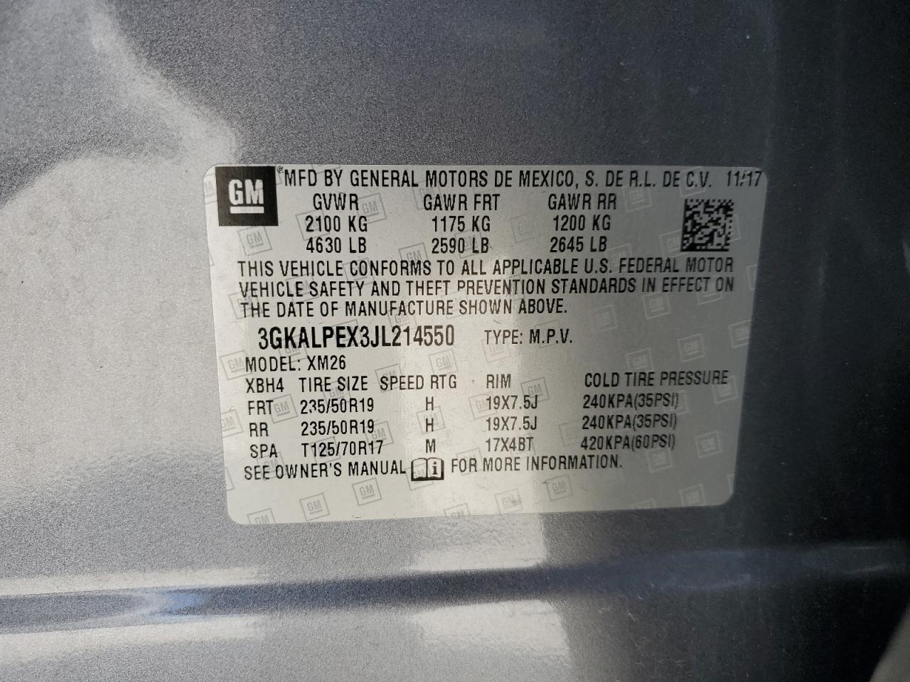 2018 GMC Terrain Slt VIN: 3GKALPEX3JL214550 Lot: 70412565