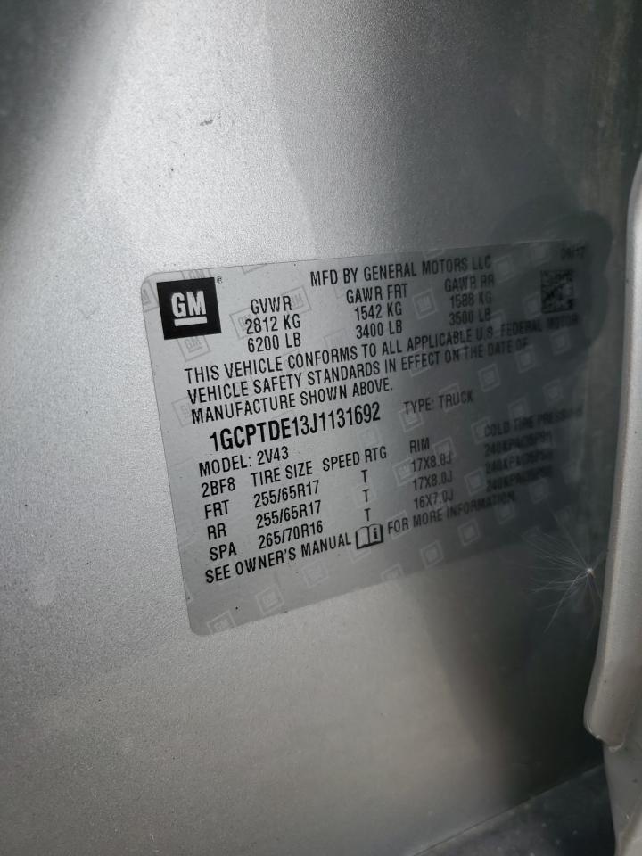 2018 Chevrolet Colorado Z71 VIN: 1GCPTDE13J1131692 Lot: 69679675