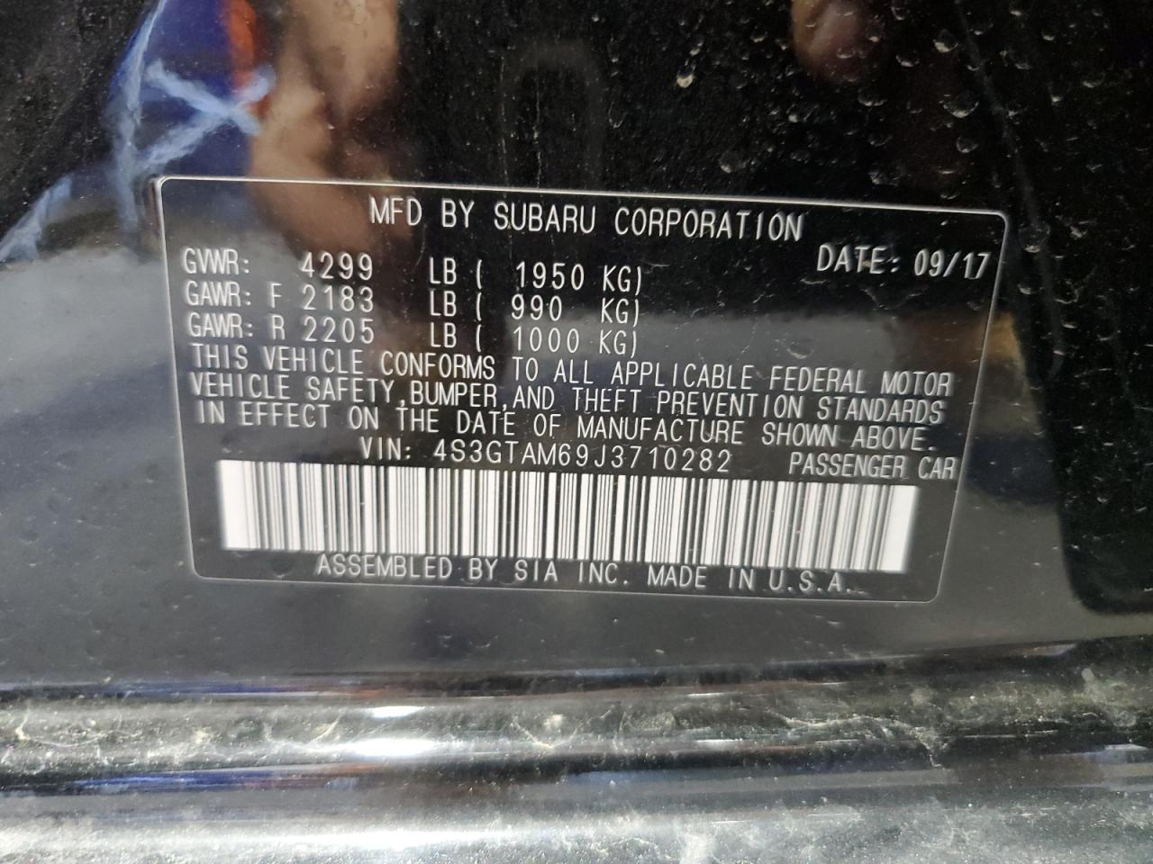 2018 Subaru Impreza Sport VIN: 4S3GTAM69J3710282 Lot: 67680895