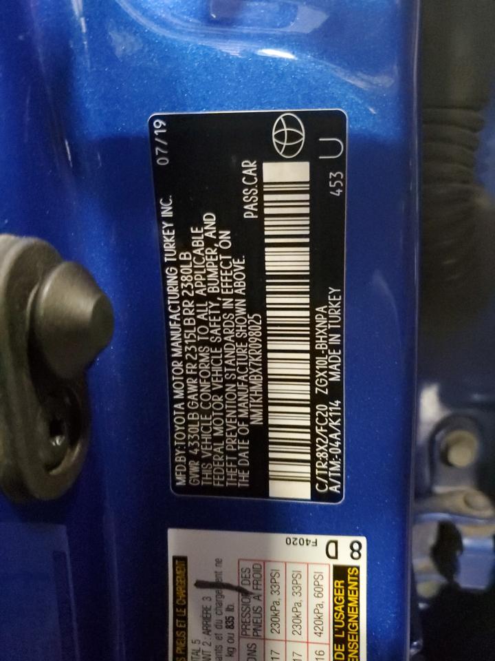 2019 Toyota C-Hr Xle VIN: NMTKHMBX7KR098025 Lot: 69643585