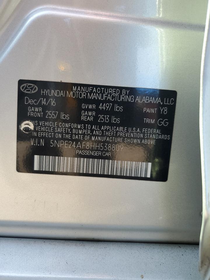 2017 Hyundai Sonata Se VIN: 5NPE24AF8HH538809 Lot: 68436465