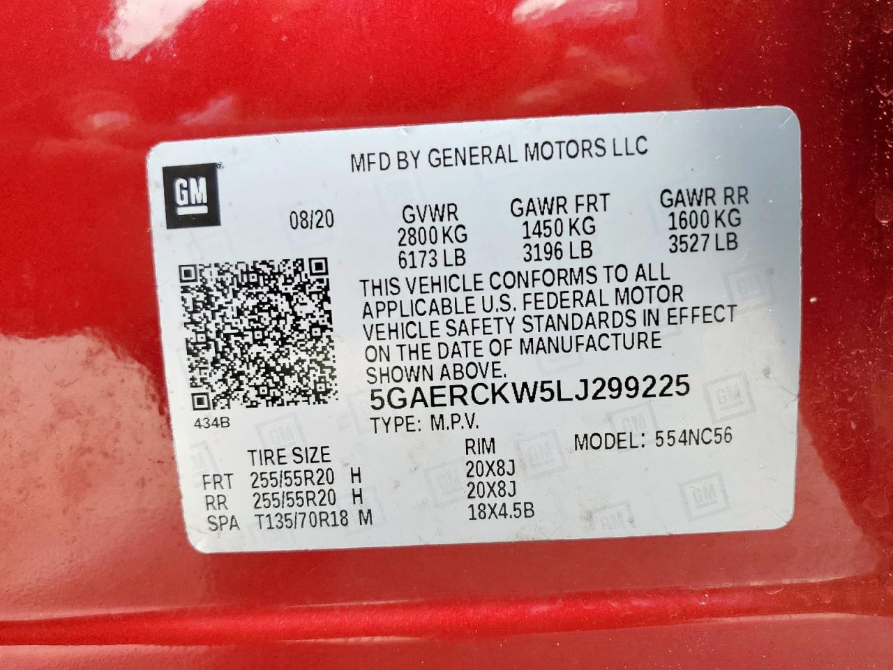 2020 Buick Enclave Premium VIN: 5GAERCKW5LJ299225 Lot: 69809975