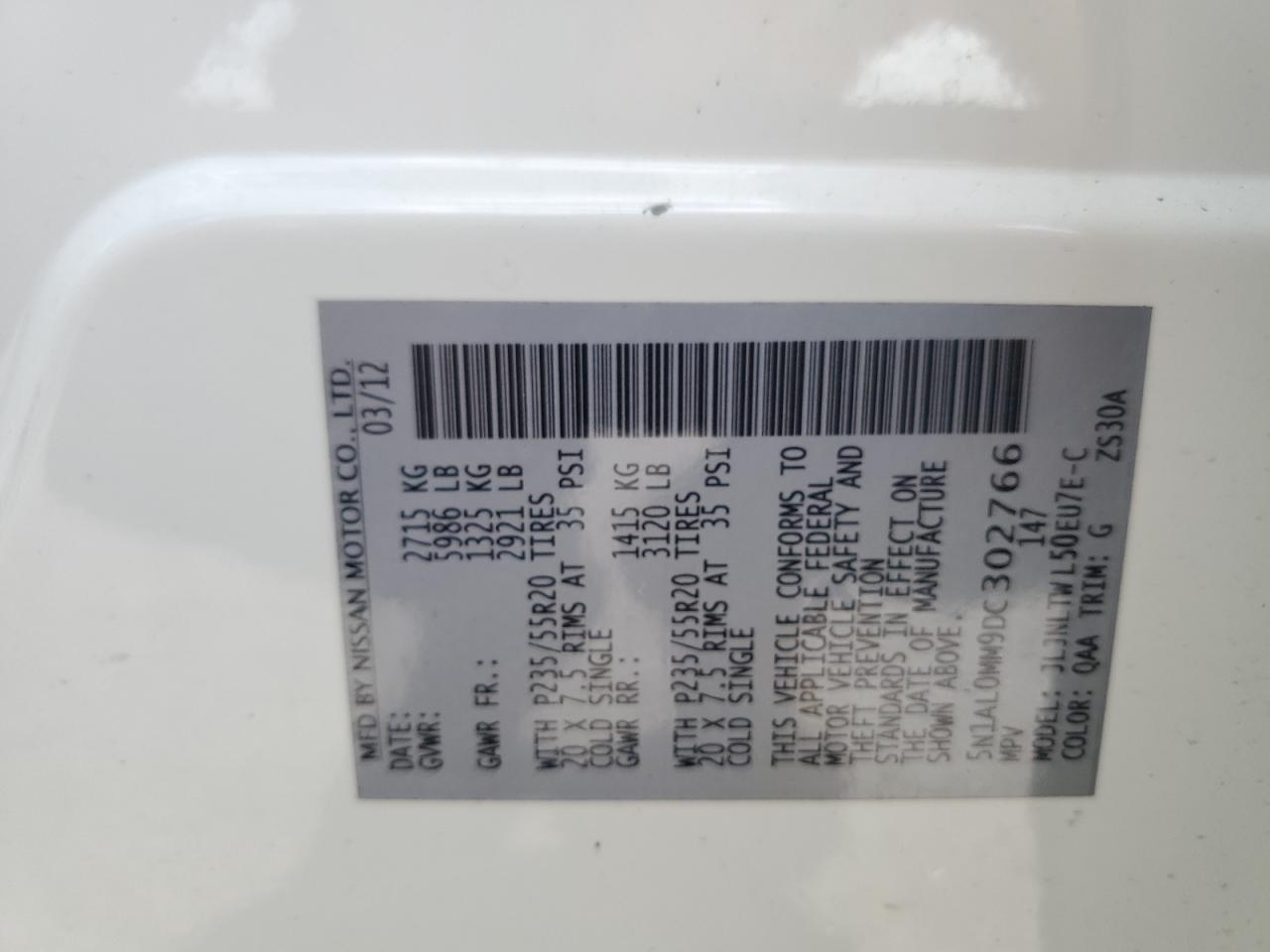 2013 Infiniti Jx35 VIN: 5N1AL0MM9DC302766 Lot: 68143835