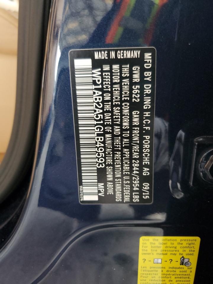 2016 Porsche Macan S VIN: WP1AB2A51GLB49593 Lot: 70150685