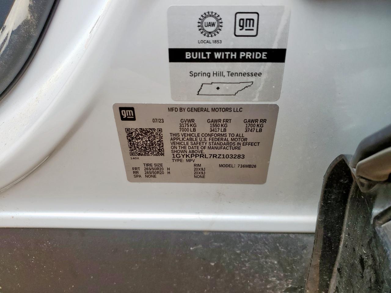 2024 Cadillac Lyriq Luxury VIN: 1GYKPPRL7RZ103283 Lot: 70321245