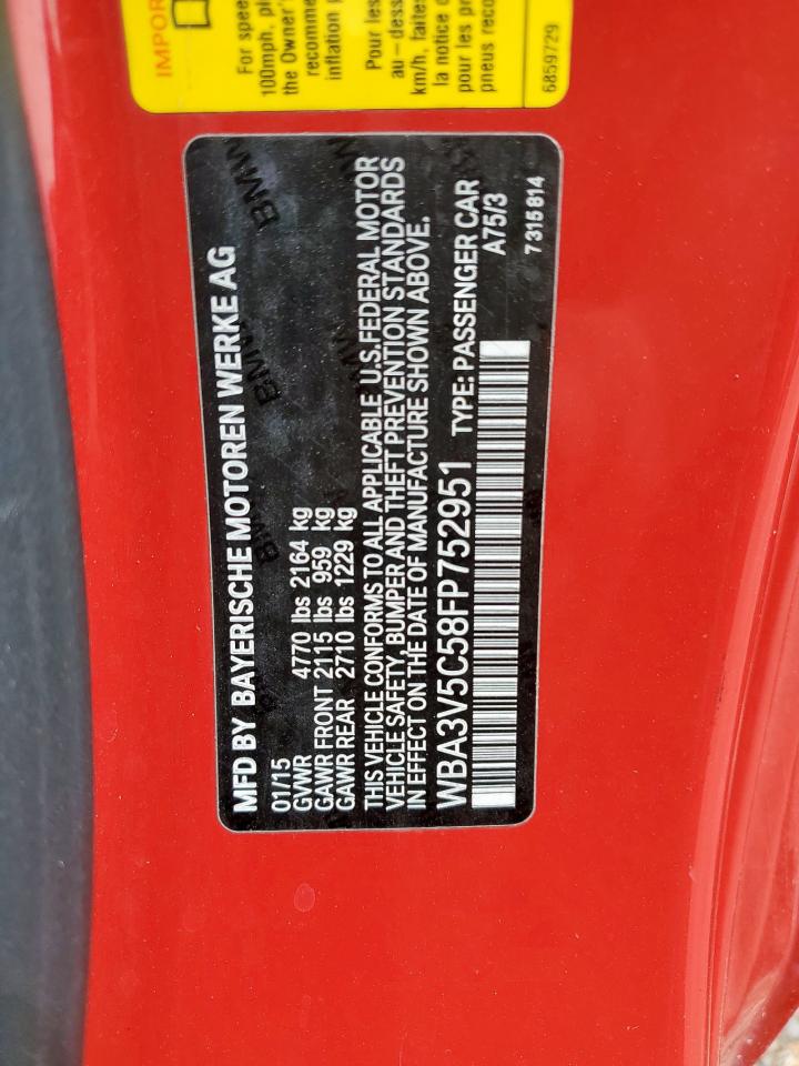 2015 BMW 428 I VIN: WBA3V5C58FP752951 Lot: 67679715