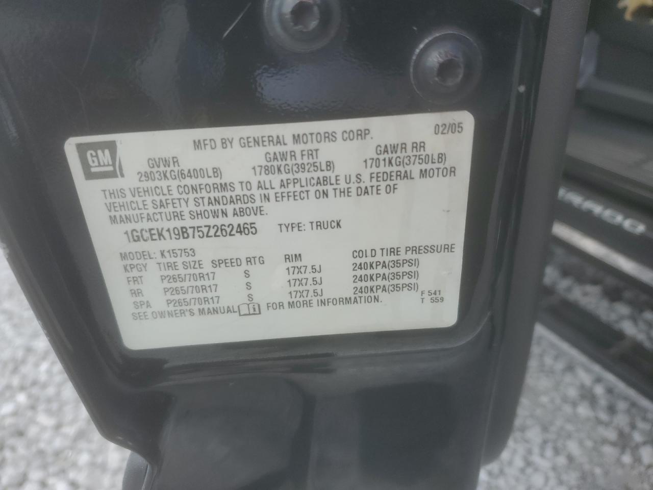 2005 Chevrolet Silverado K1500 VIN: 1GCEK19B75Z262465 Lot: 68856145