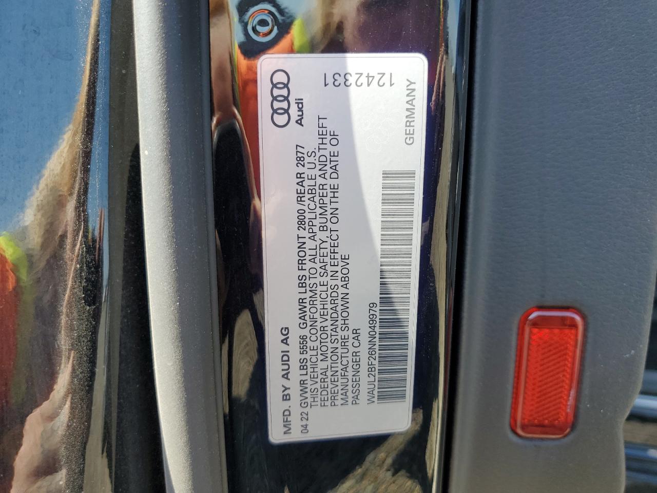 2022 Audi A6 Premium Plus VIN: WAUL2BF26NN049979 Lot: 67153355