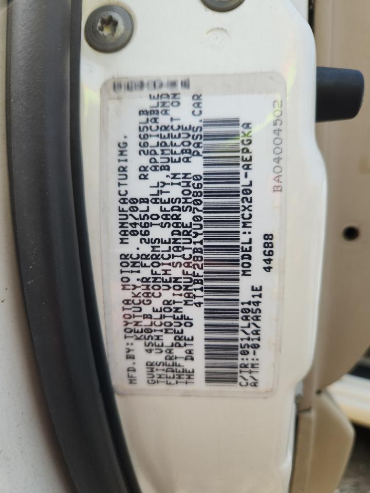 2000 Toyota Avalon Xl VIN: 4T1BF28B1YU070860 Lot: 68002875