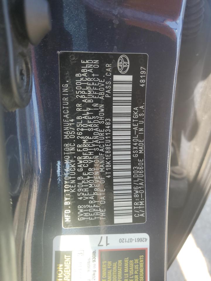 2014 Toyota Avalon Base VIN: 4T1BK1EB8EU113483 Lot: 68112265