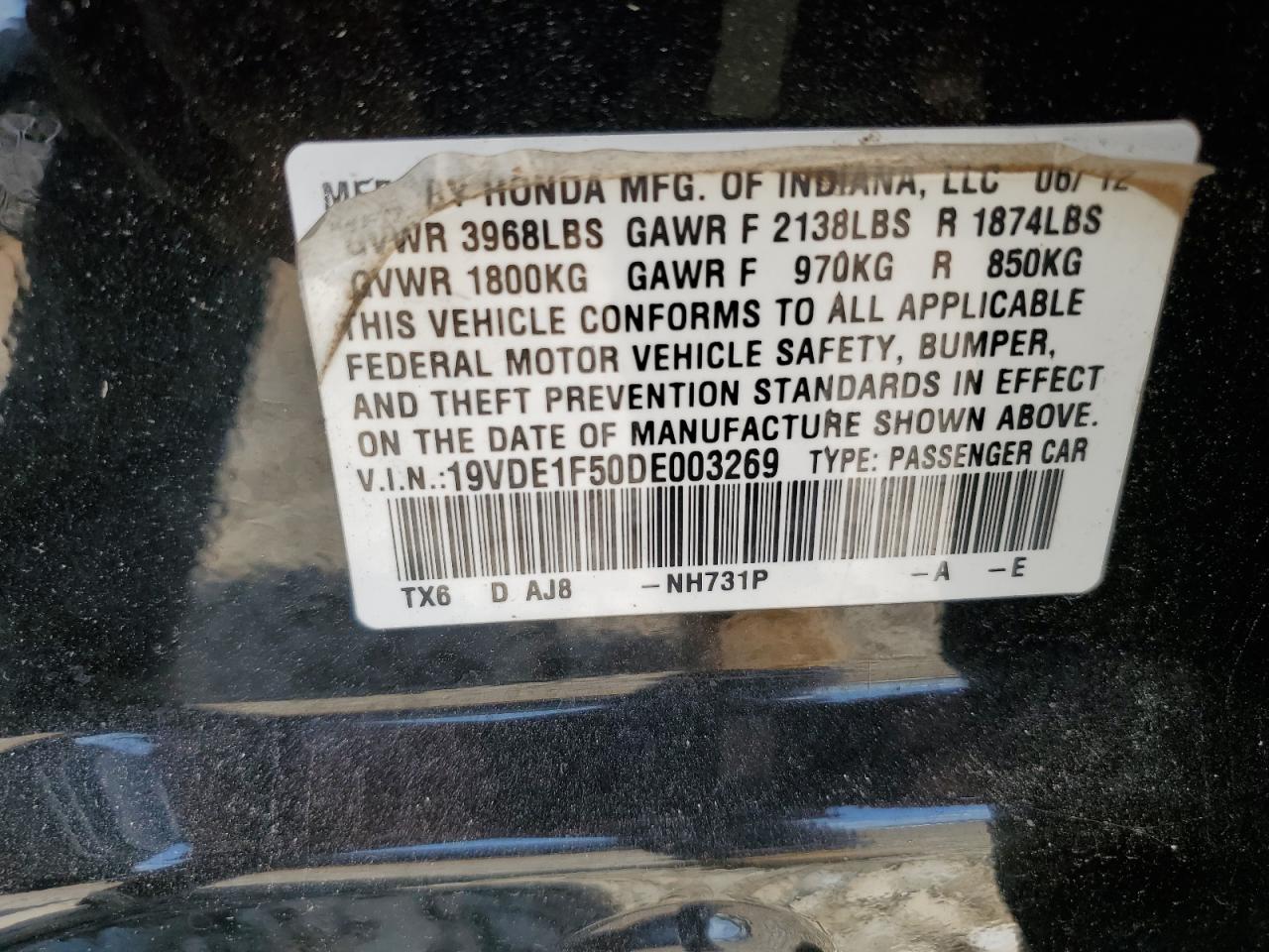 2013 Acura Ilx 20 Premium VIN: 19VDE1F50DE003269 Lot: 68160355